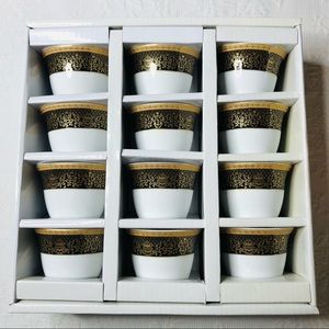 Kyoto Fine Porcelain Gold Trim 12 Cawa Cups